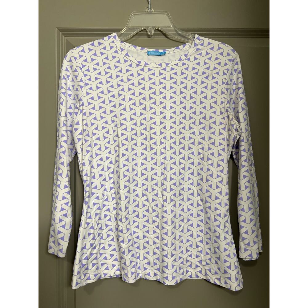 J. McLaughlin Purple & White Patterned Blouse - Size Small
